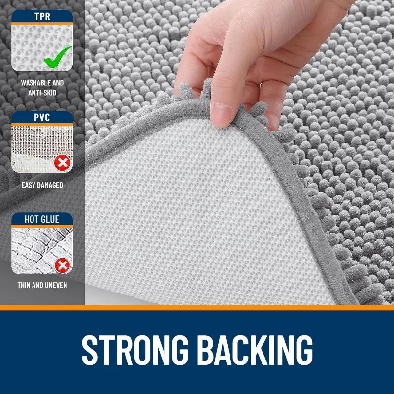 Bathroom Rugs Sets 3 Piece Soft Absorbent Chenille Mats