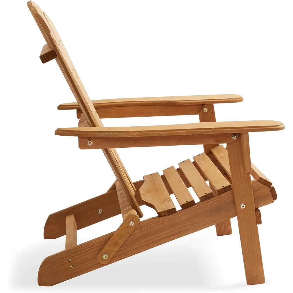 Folding Adirondack Chair Set of 2 Cedar Wood Outdoor Chairs