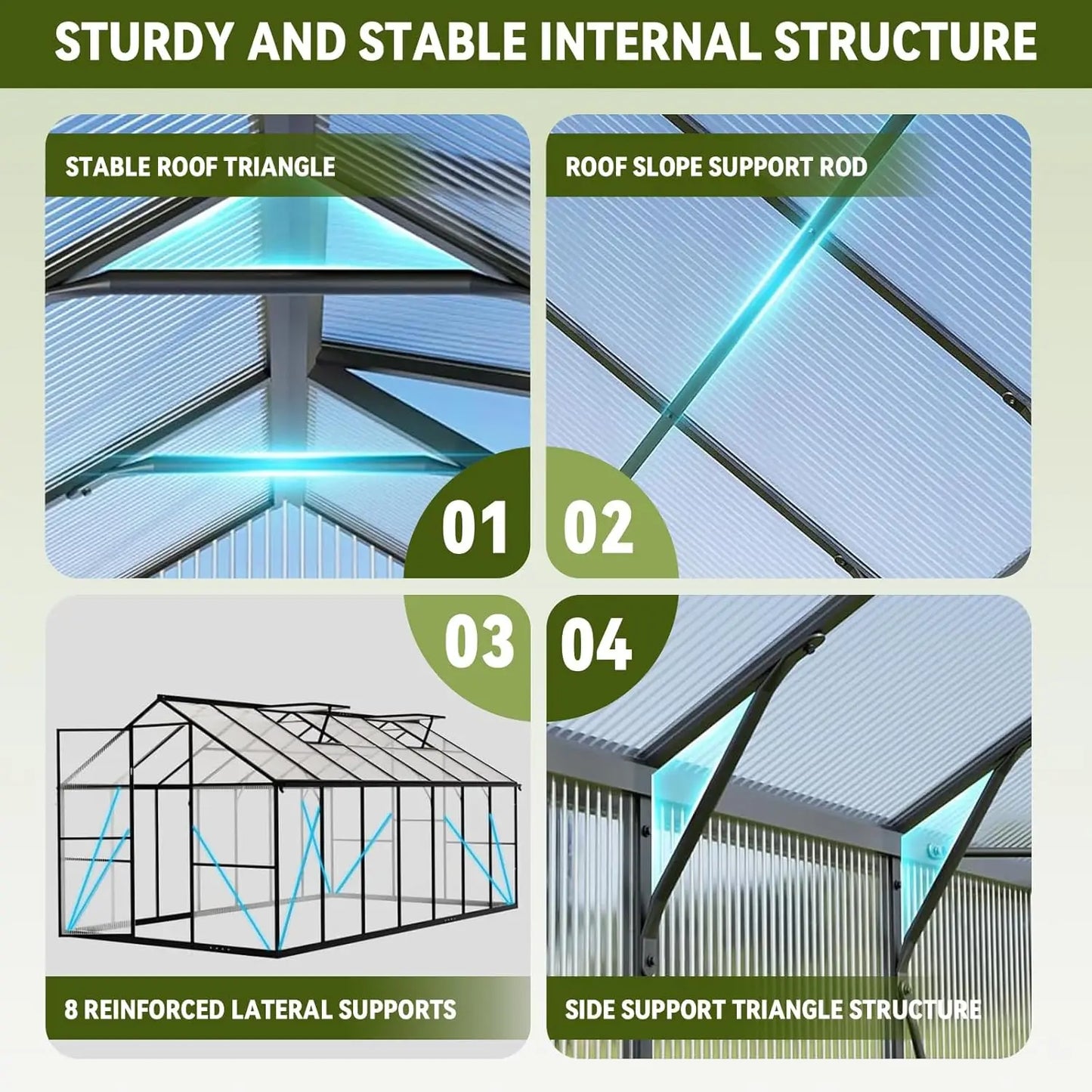 8x14 FT Outdoor Greenhouse – Heavy-Duty Aluminum Frame, Polycarbonate Panels, Easy Assembly for Backyard Garden. Customized