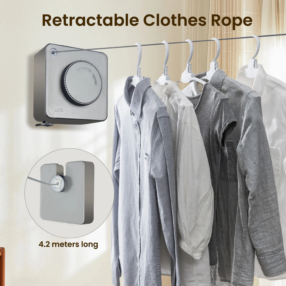 Indoor Retractable Clothesline Wall Mounted For Easy Drying