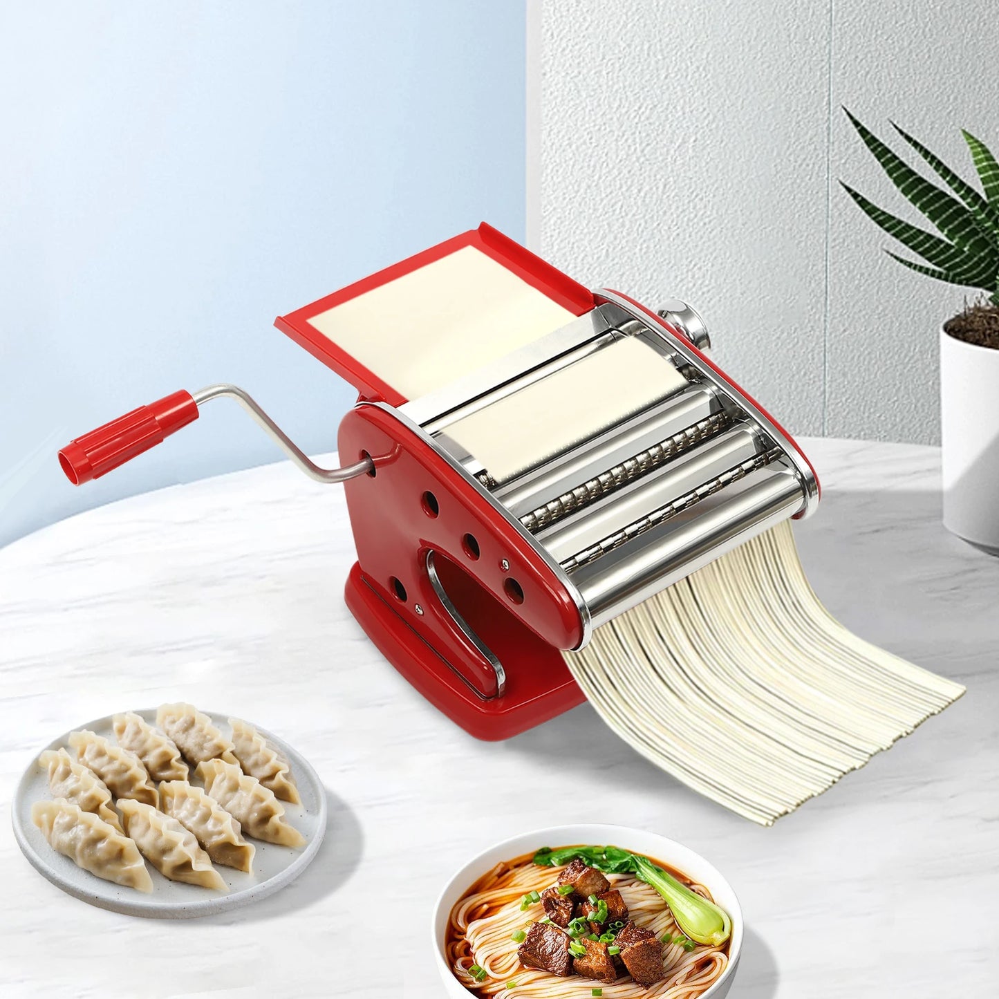 Manual Pasta Maker Machine Stainless Steel with 6 Settings