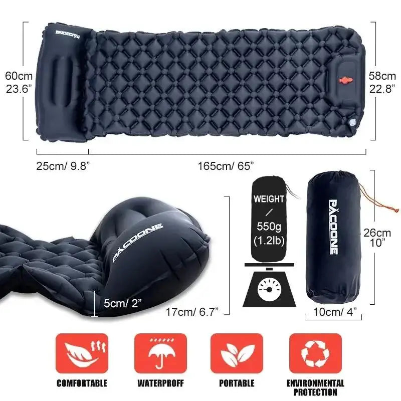 Outdoor camping sleeping mat, ultra-lightweight and portable, foldable inflatable mattress