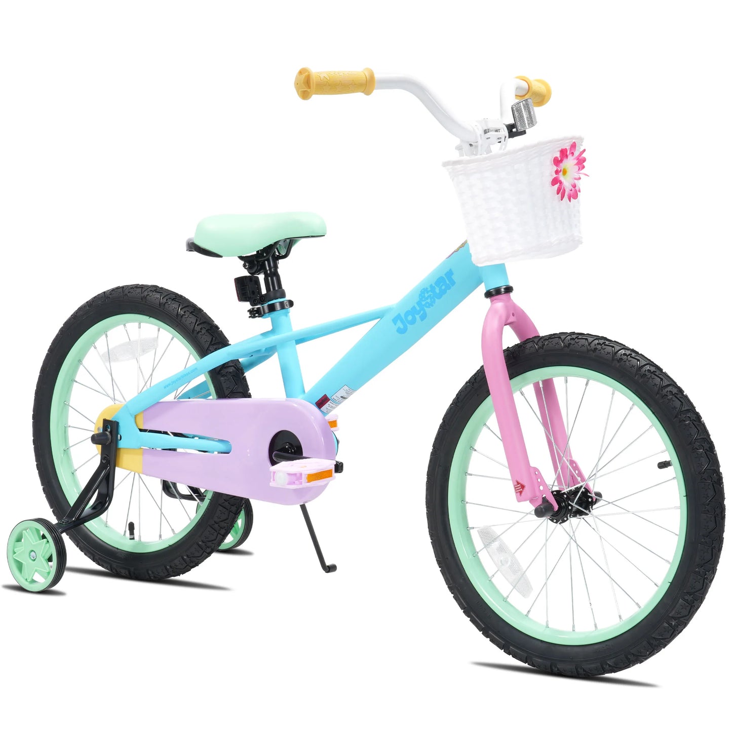 JoyStar Macaroon Kids Bike With Training Wheels And Front Basket