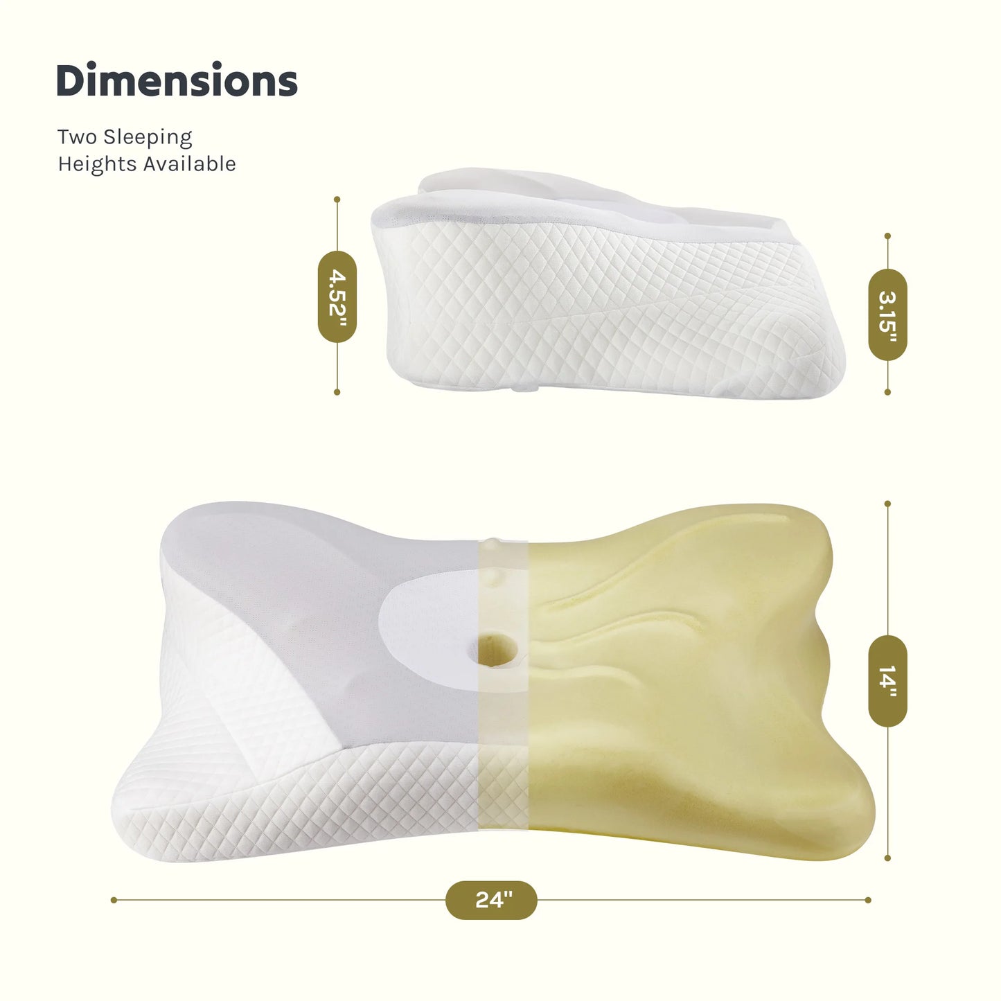 MCQ Ergonomic Cooling Memory Foam Neck Pillow Washable Cover