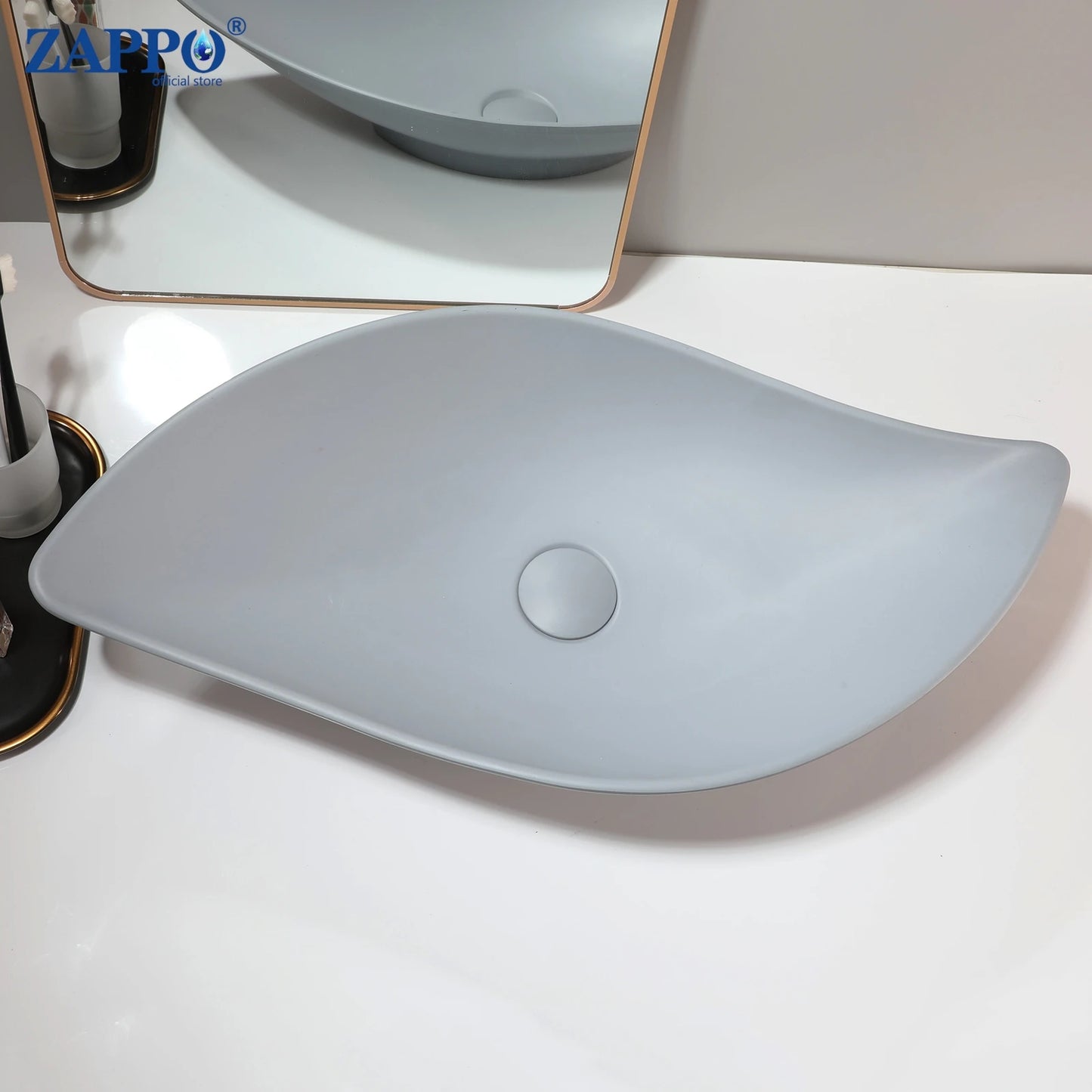 ZAPPO Vessel Sink With Drain Stone Resin Washbasin