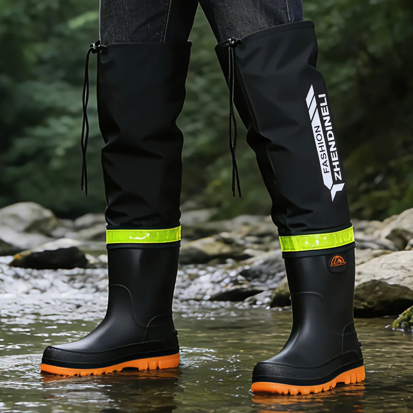 Foldable outdoor high-top rain boots men's lure waterproof anti-slip lure fishing wading boots rice transplanting stream tracing