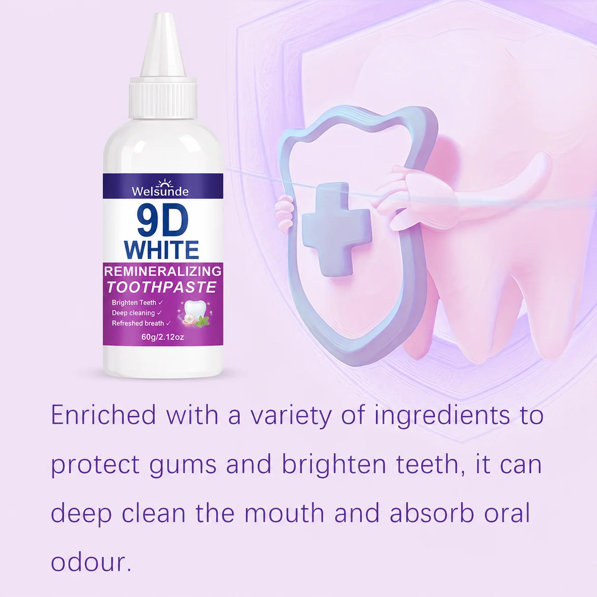 2 Packs Whitening teeth Toothpaste,Gently Reduce Smoke & Coffee Stains,Toothpaste for Deep Cleaning & Brighter Smile, Purple Remineralizing Hydroxyapatite Toothpaste, with Minty Fresh Breath, Gentle on Gums, Ideal Oral Hygien