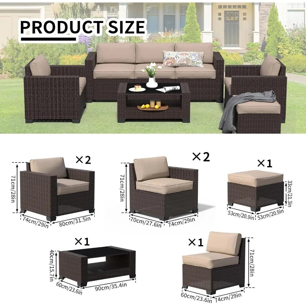 7 Piece Patio Furniture Set, Wicker Outdoor Sofa Set