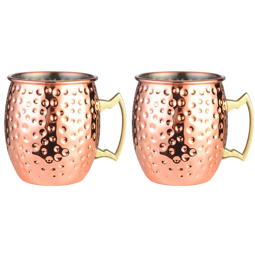 Moscow Mule Copper Mugs 100% Handcrafted Food Safe Pure Solid Copper Mugs 16 oz Christmas Gift Set Party Bar Drinkware Tools