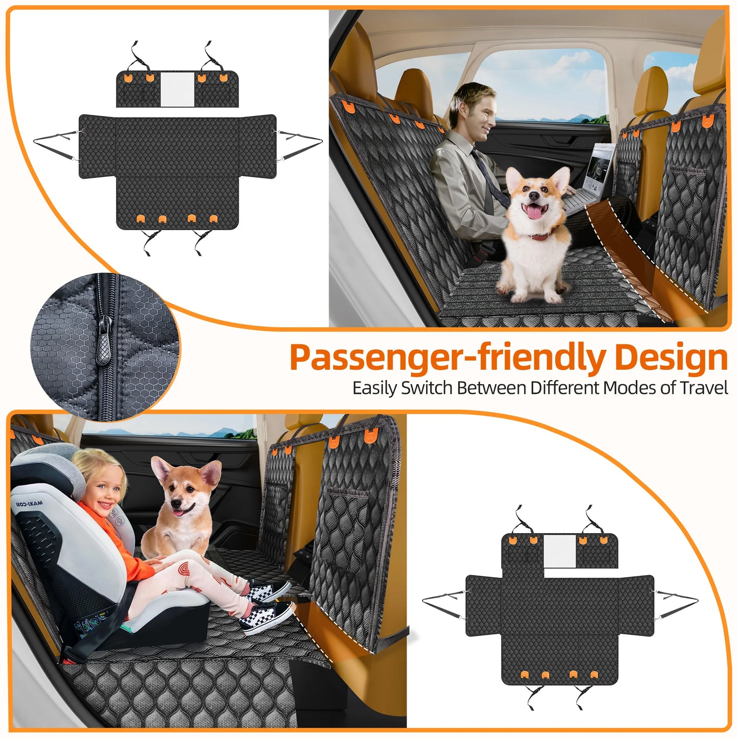 Back Seat Dog Cover With Non Slip Mat Waterproofing
