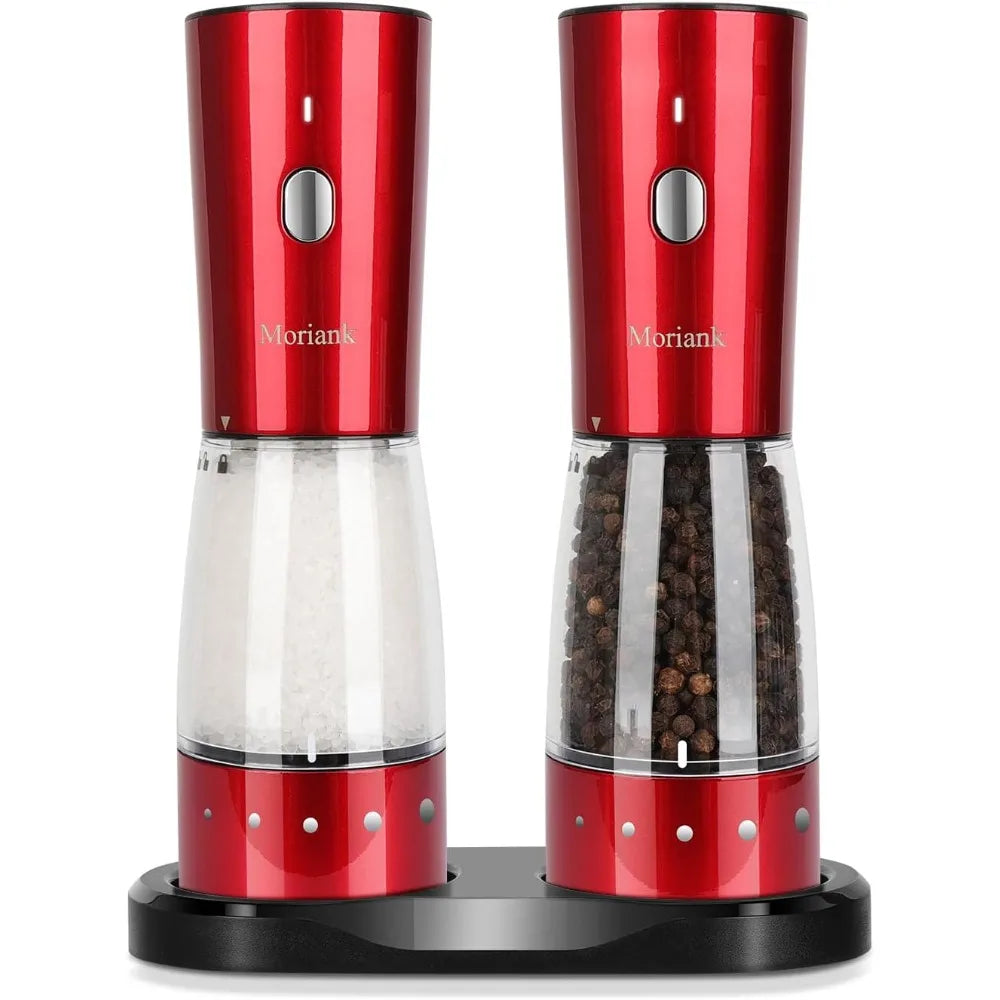 Electric Salt and Pepper Grinder Set with Adjustable Coarseness