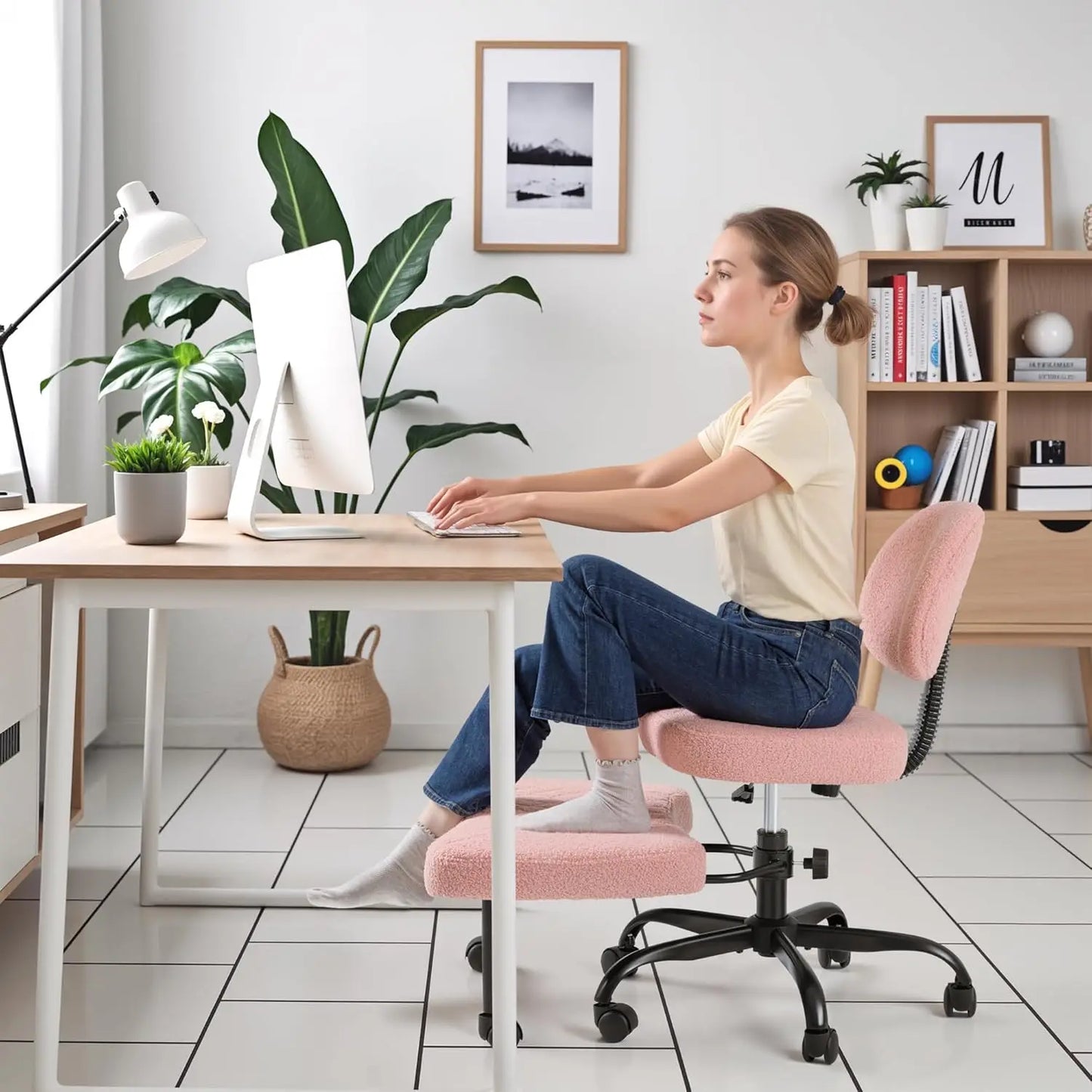 Ergonomic Cross Legged Chair With Wheels And Adjustable Height