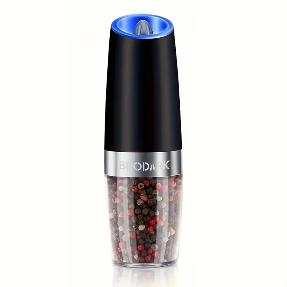 1 or 2 Pieces Gravity Electric Salt and Pepper Grinder Set Battery Powered with LED Light One Hand Automatic Operation