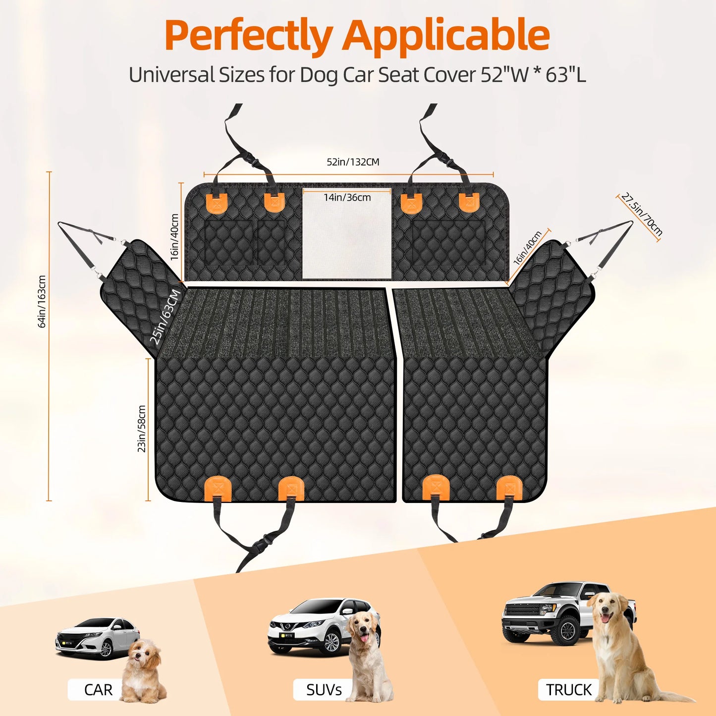 Back Seat Dog Cover With Non Slip Mat Waterproofing