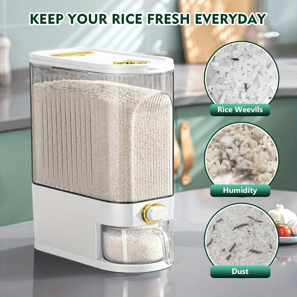 Rice Pantry Dispenser With Measuring Cup And Time Markings