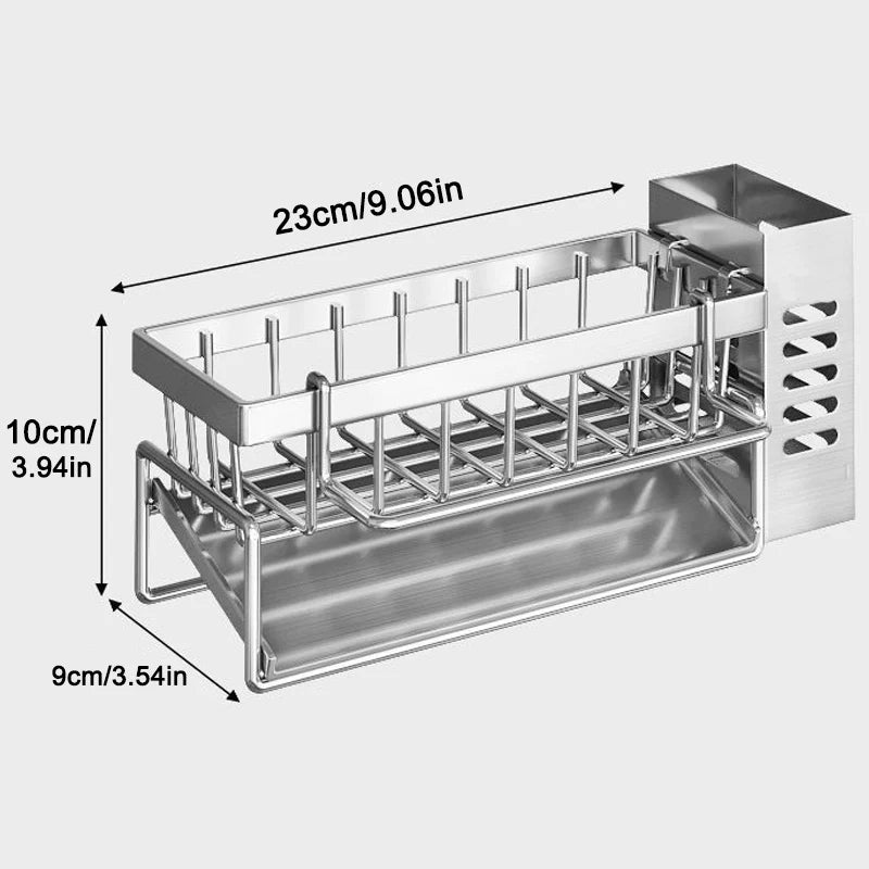 Stainless Steel Sink Organizer Rack For Sponges And Tools