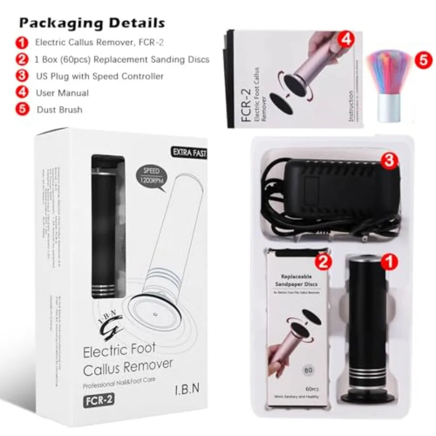 Upgraded Electric Callus Remover for Feet with 1200RPM Adjustable Speed Professional Electric Foot Sander and Heel File Pedicur