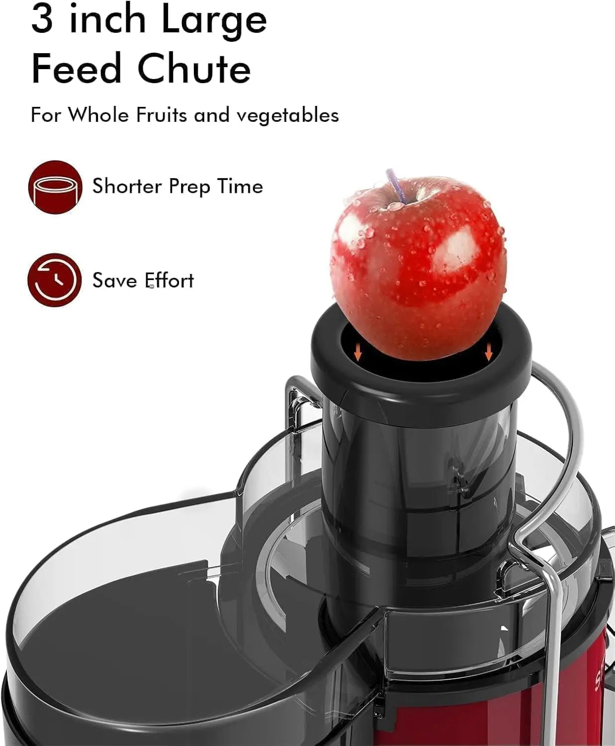 SiFENE 3 Big Mouth Centrifugal Juicer Extractor Red