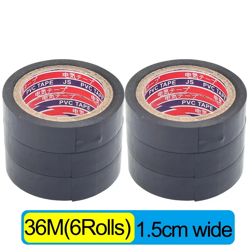 PVC Insulating Tape 600V Rated Flame Retardant Waterproof Black Electrical Tape Easy Tear for Wire Harness Repair Home DIY Tools