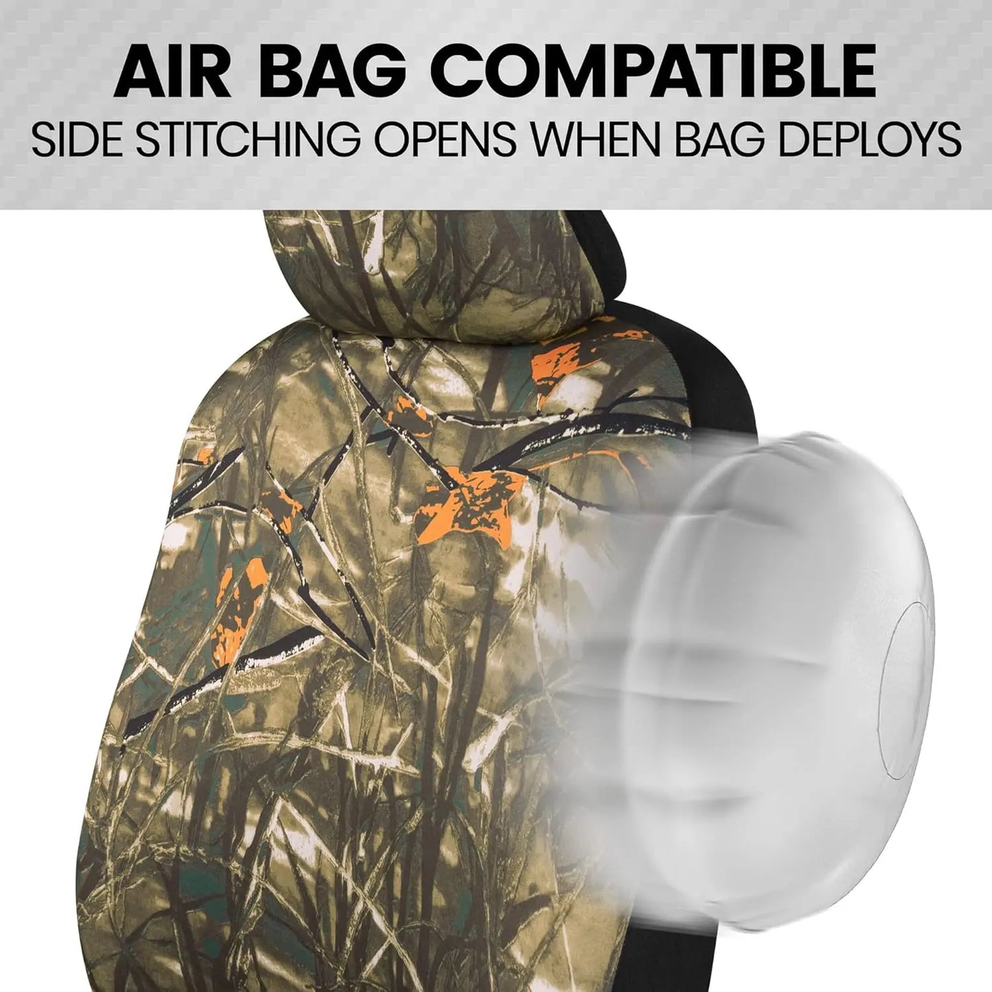 Forest Camo Car Seat Covers Full Set with Steering Wheel & Belt Covers for Cars Trucks SUV