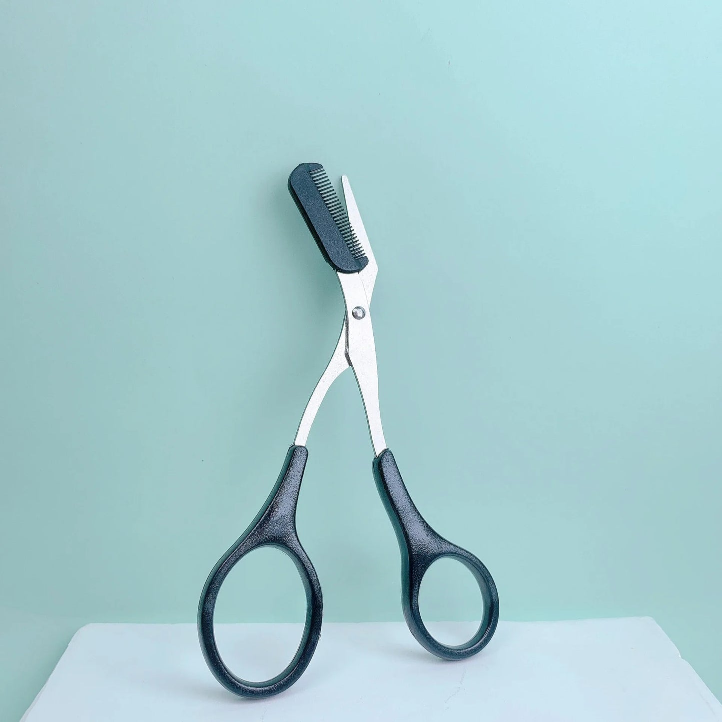1 Pcs Pink Eyebrow Trimming Scissors with Built-in Comb - Stainless Steel, Precise Grooming Tool, Creating Perfect Eyebrows