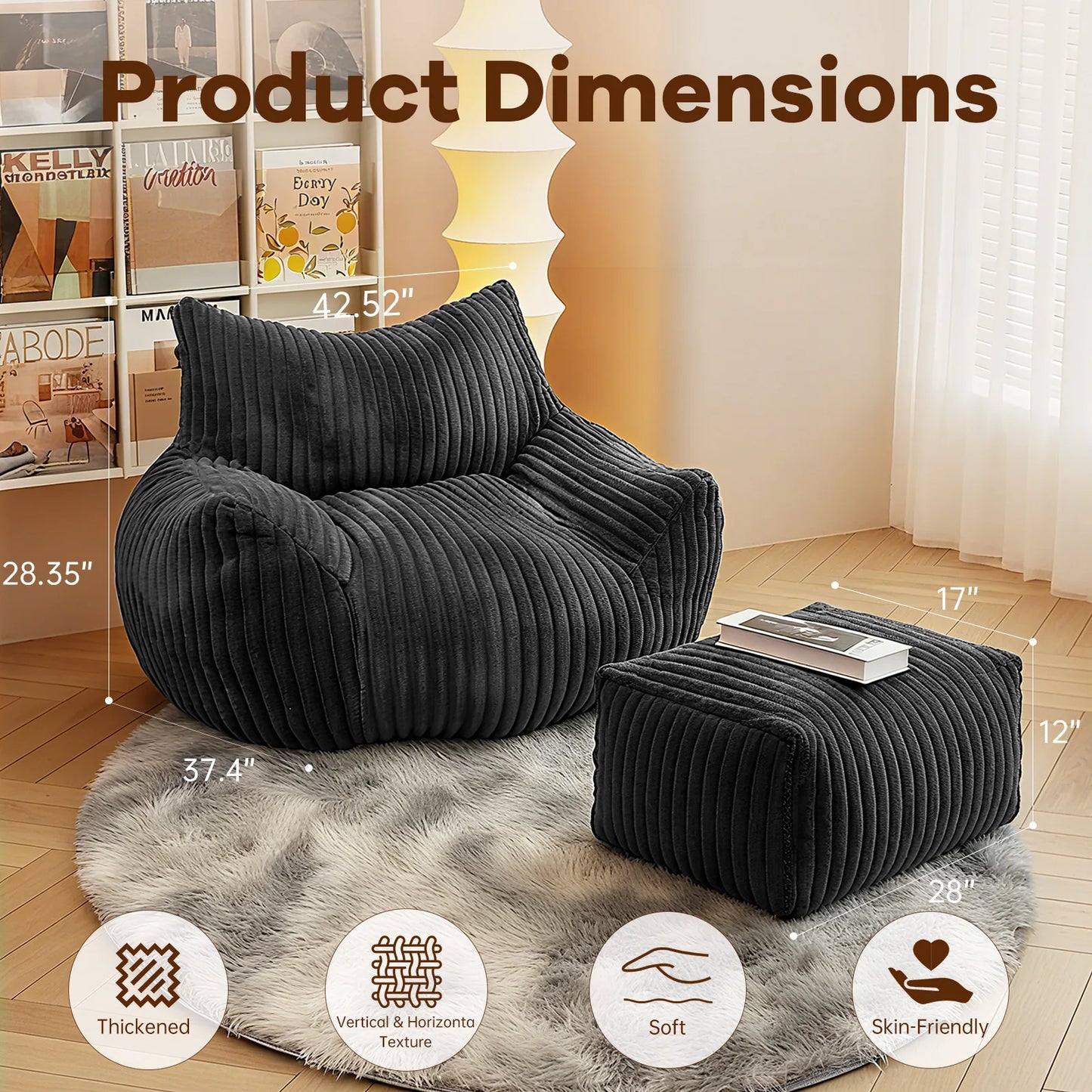 Reading Chair Bean Bag For Adults Cozy Living Room