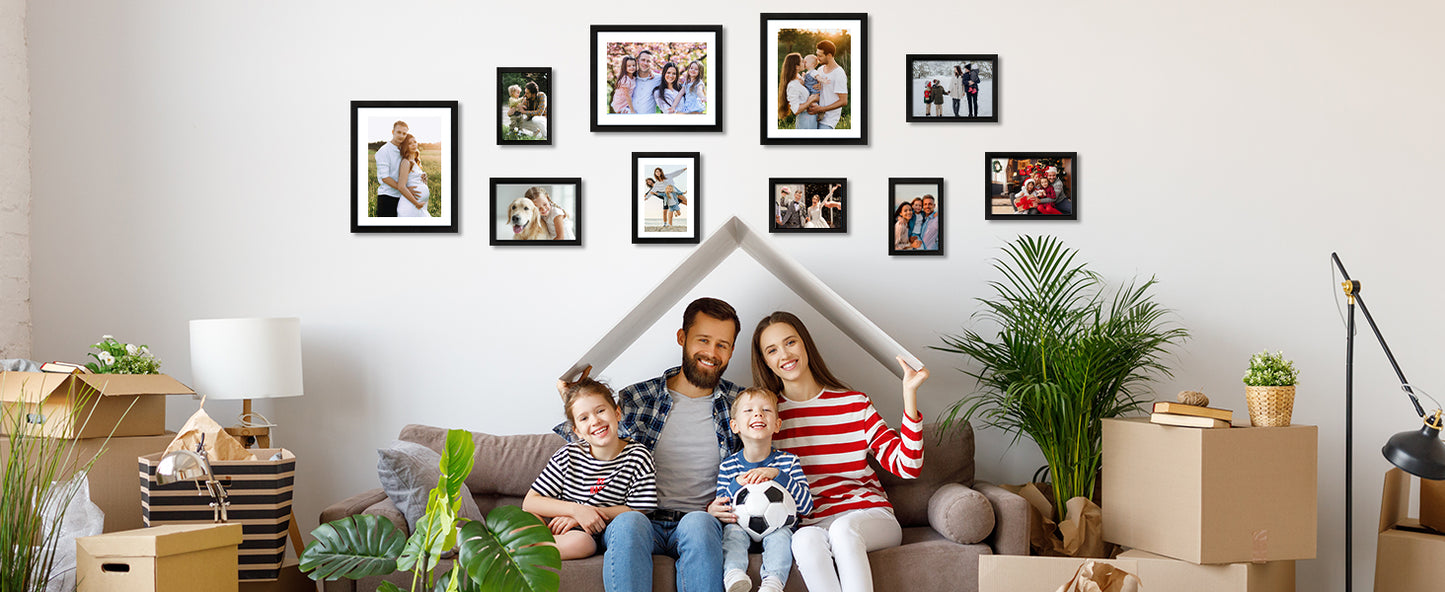 8x10 Picture Frame 1 Pack, Photo Frame with HD Plexiglass, Display Pictures 5x7 with Mat or 8x10 Without Mat, Picture Frames Collage for Tabletop or Wall Display, Black