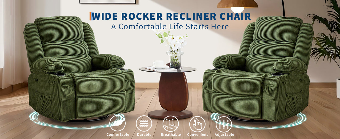 Modern Swivel Rocker Recliner Chair With Adjustable Headrest