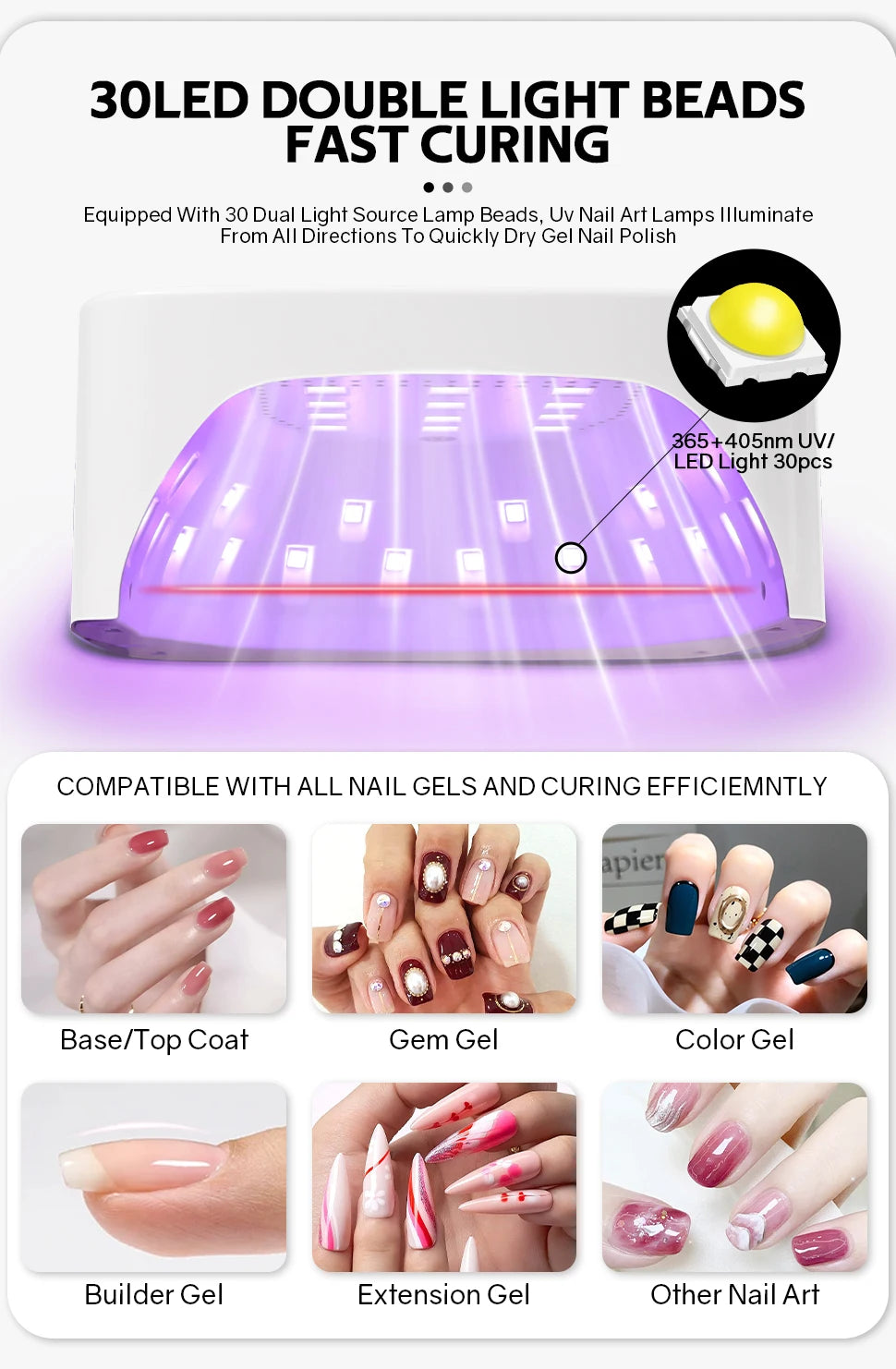 Rechargable UV LED Nail Lamp Dryer With HD Display Smart Nail Drying Lamp for Fast Dry Curing All Gel Nail Polish Manicure Tools