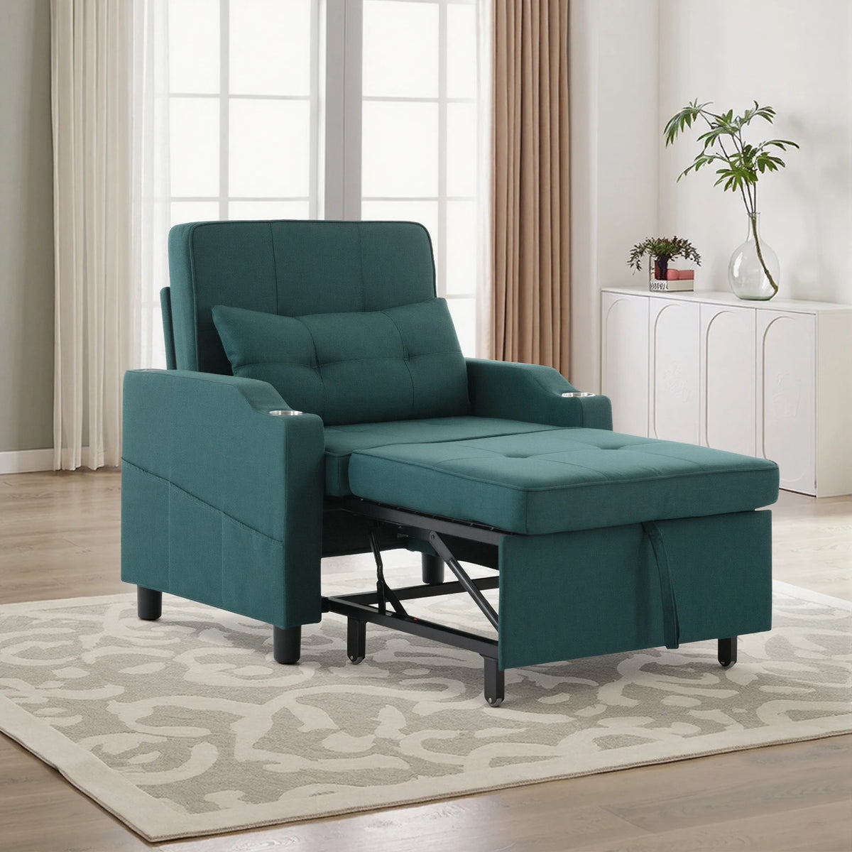 Upholstered Recliner Sleeper Chair With Usb Port And Pocket