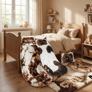 Extra-Large Cat-Patterned Sleeping Bag and Blanket, Suitable for Adults. This Soft and Plush Bedding Provides Warmth and Comfort, Perfect for Indoor Camping or Outdoor Adventures, and Is a Unique Gift for Cat Lovers.