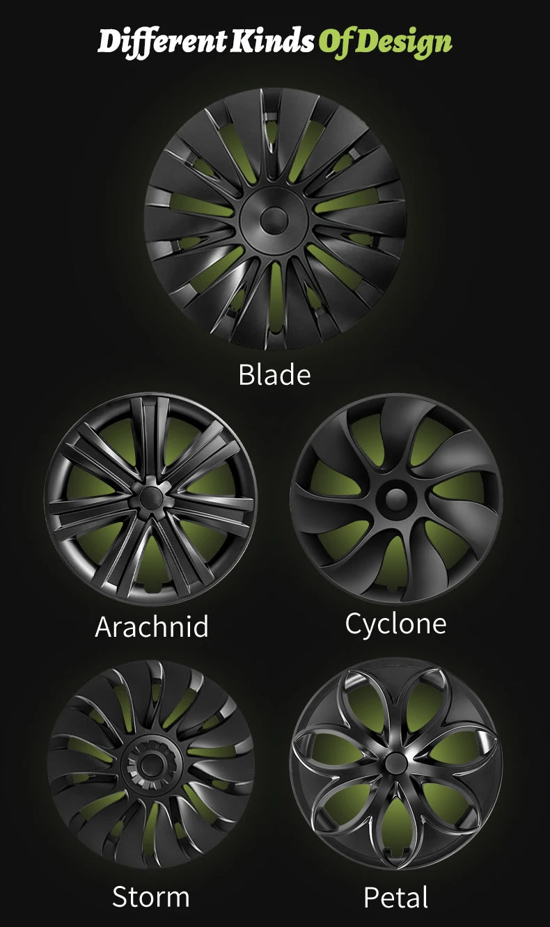 4PCS Design for TESLA Model Y 2020-2024 Vehicle Full Coverage Blade Wheel Cover Cap 19 Inches Hubcaps  Automobile Accessories
