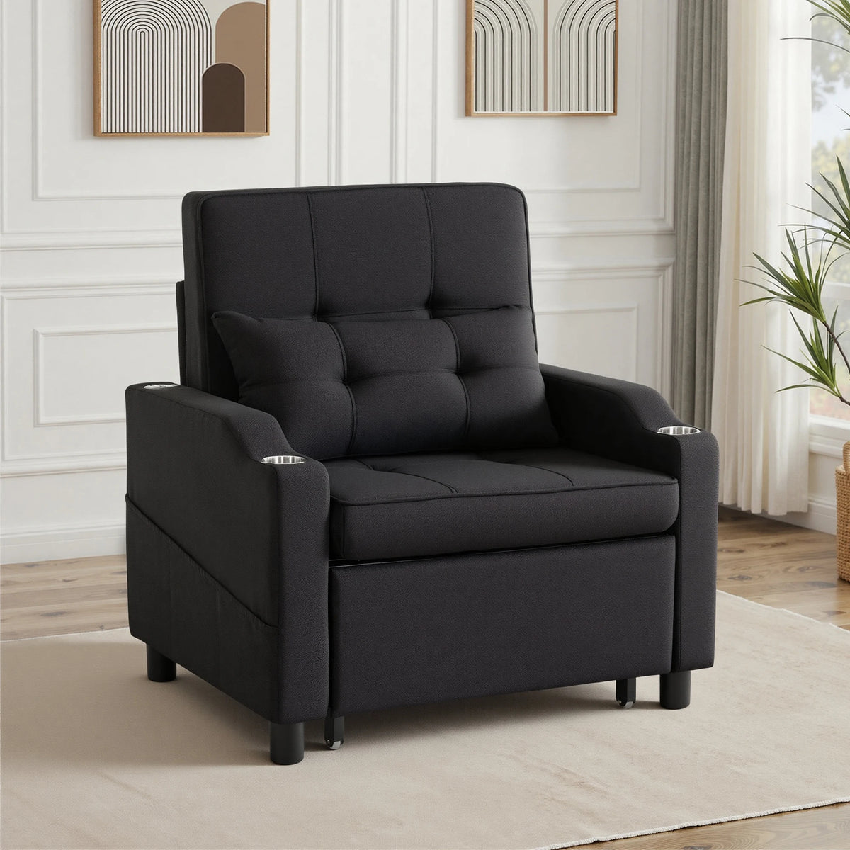 Upholstered Recliner Sleeper Chair With Usb Port And Pocket