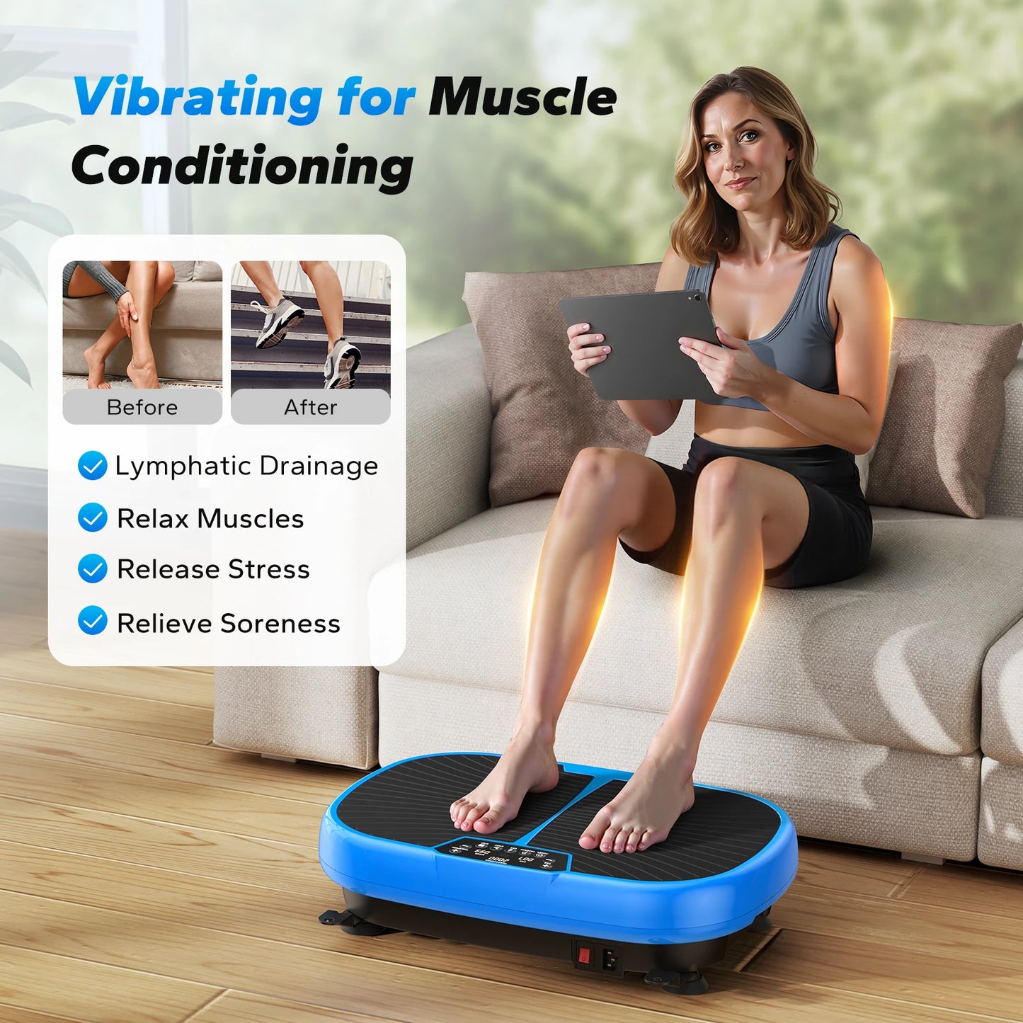 MERACH EMS Vibration Plate Exercise Machine for Pain Relief and Weight Loss