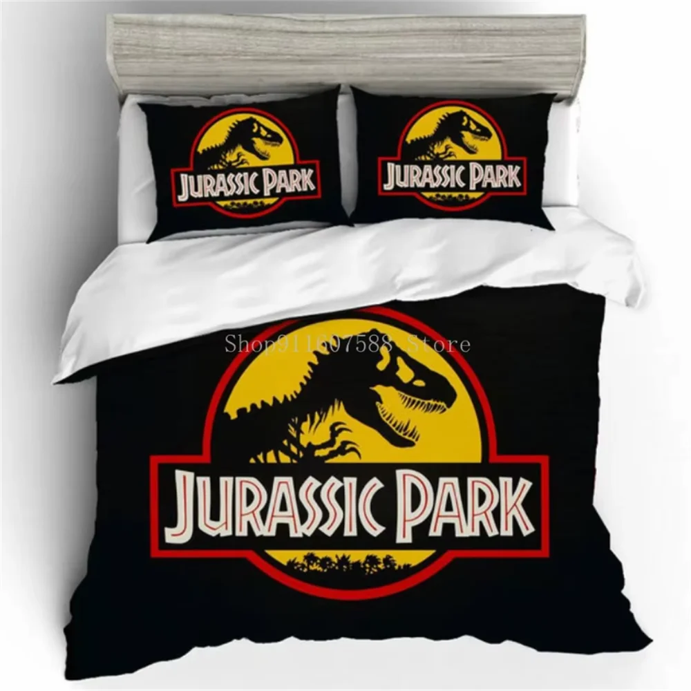 Red Jurassic Park Bedding Set Cartoon Home Textiles For Kids Bed Set Comforter Cover Bedroom Set Queen Dinosaur Duvet Cover