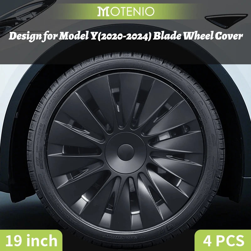 4PCS Design for TESLA Model Y 2020-2024 Vehicle Full Coverage Blade Wheel Cover Cap 19 Inches Hubcaps  Automobile Accessories