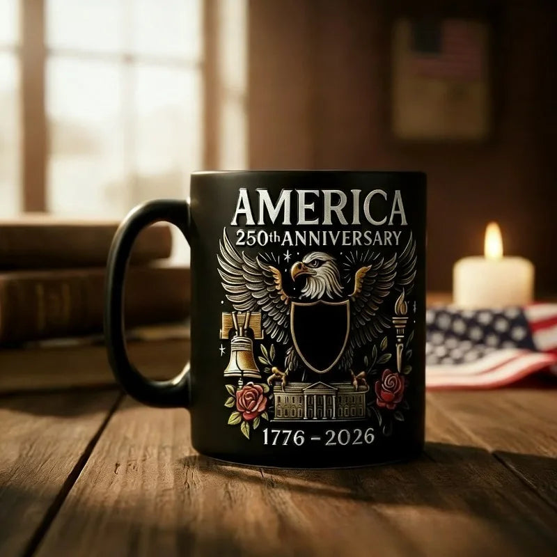 USA 250th Anniversary Ceramic Mug, Themed Mug for Patriots and History Lovers, Home Decor and Independence Day Gift