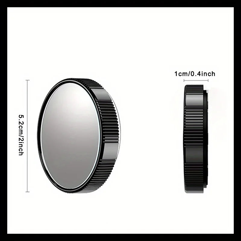 2Pcs Wide Angle Rearview Mirror 360 Degree 2 Inch With Suction Cup For Cars SUV Trucks Black