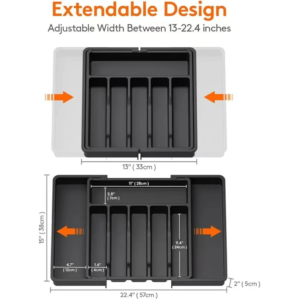 1Pcs Upgradation Adjustable Flatware Tableware Organizer – Plastic Multifunctional Drawer Organizer for Kitchen Counter Utensils