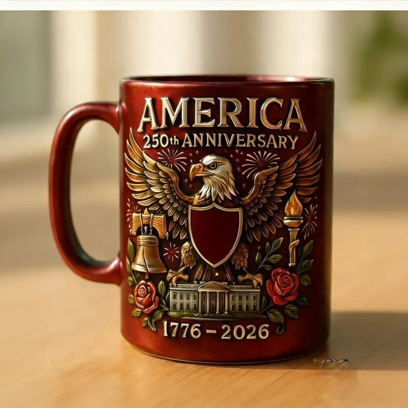 USA 250th Anniversary Ceramic Mug, Themed Mug for Patriots and History Lovers, Home Decor and Independence Day Gift