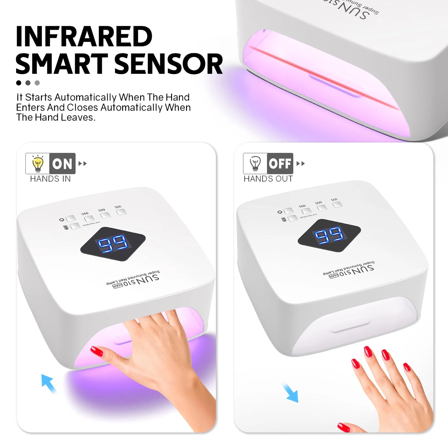 Rechargable UV LED Nail Lamp Dryer With HD Display 50W