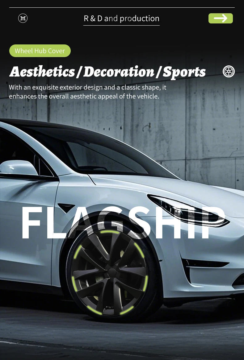 4PCS Design For TESLA Model 3 2017-2023 18 Inch Arachnid Style Wheel Cover Hubcaps Cap Only For Model 3 Wheel Cover Accessories
