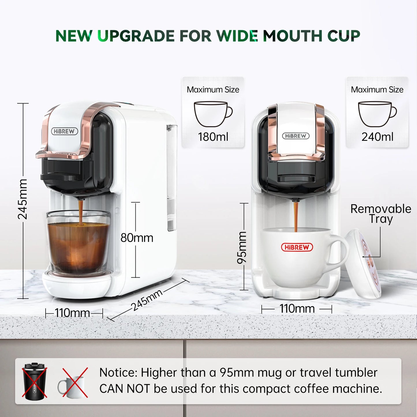 HiBREW Multiple Capsule Coffee Machine Hot Cold Dolce Gusto Nespresso ESE Pod Ground Coffee 20 Bar 5 in 1