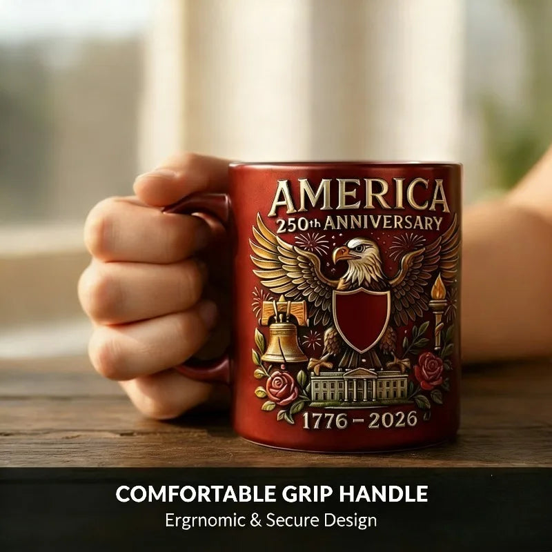 USA 250th Anniversary Ceramic Mug, Themed Mug for Patriots and History Lovers, Home Decor and Independence Day Gift
