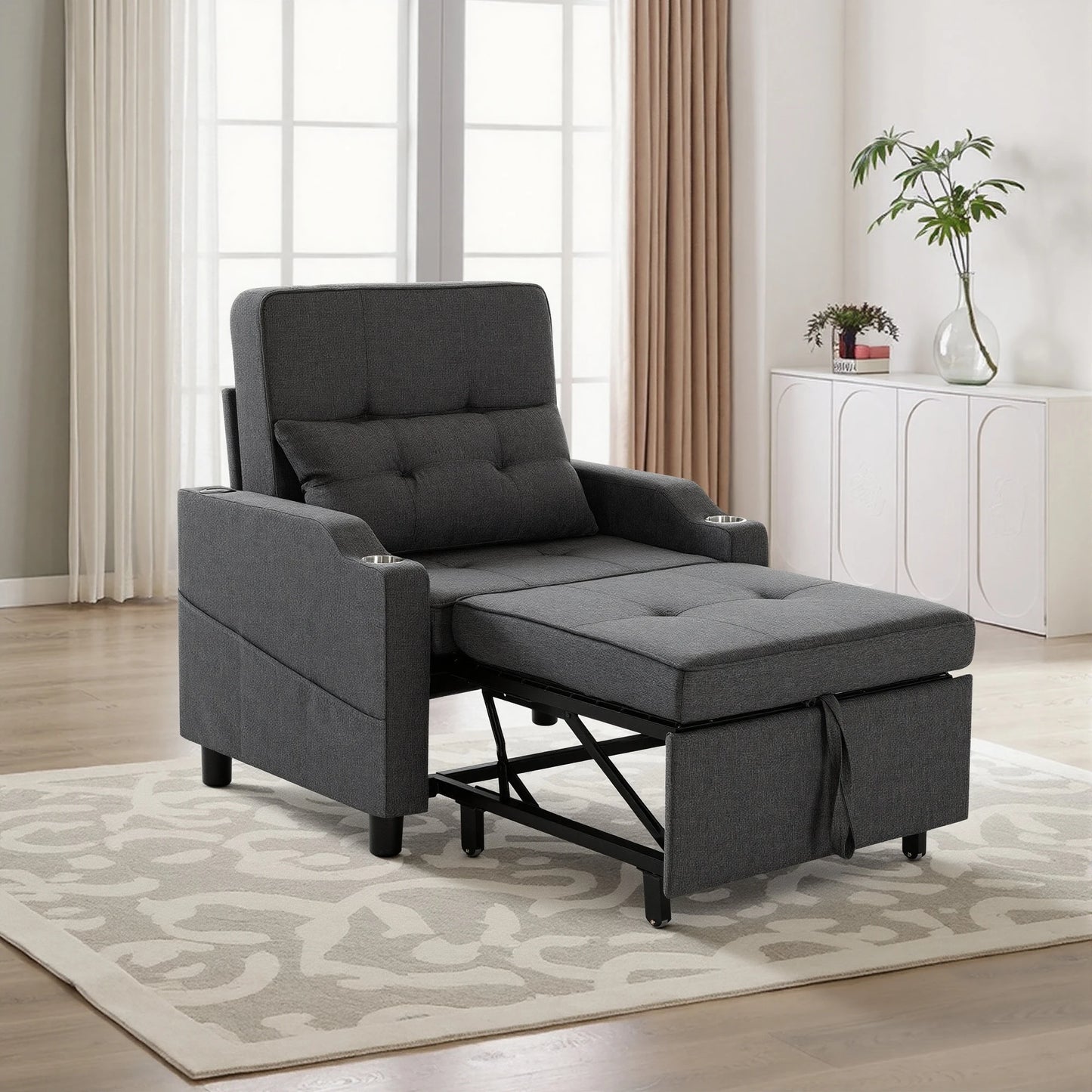 Upholstered Recliner Sleeper Chair With Usb Port And Pocket