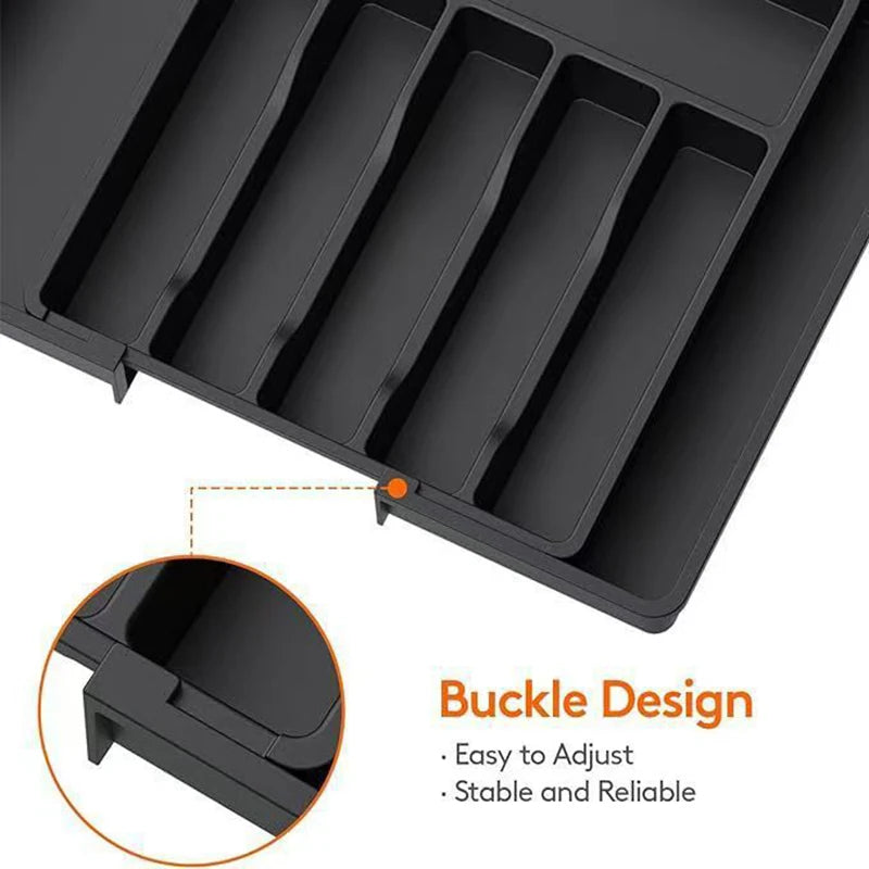 1Pcs Upgradation Adjustable Flatware Tableware Organizer – Plastic Multifunctional Drawer Organizer for Kitchen Counter Utensils