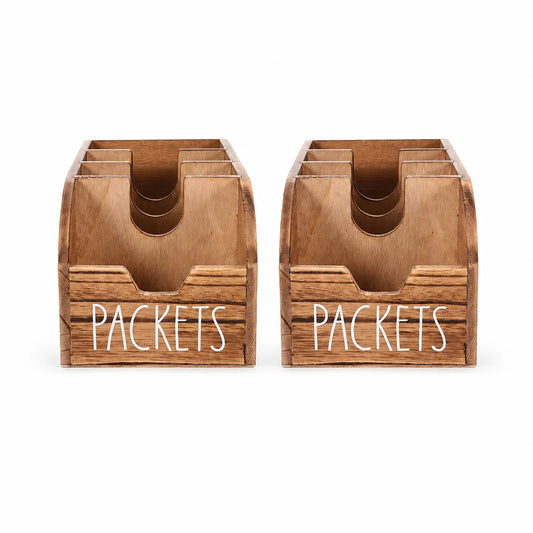 2Pcs Tea Bag Storage Bins Retro Split Multi Level Basket Shelf With Window Country Style Kitchen Bar Countertop Organizer For Tea Packets Seasoning Condiment Sachets Small Sundries Pantry Cabinet Home Decoration