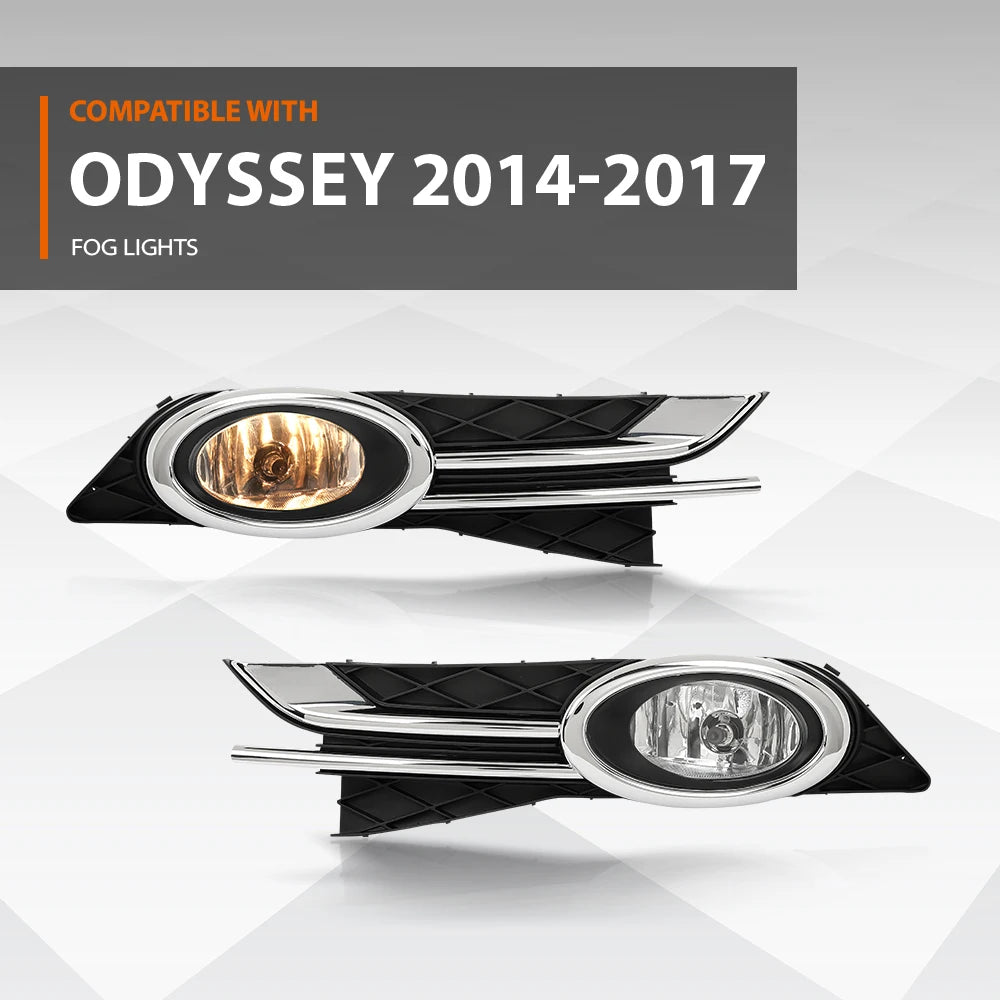 2Pcs Driving Fog Lights for Honda Odyssey 2014-2017 with H11 12V 55W Bulbs Clear Lens Ho2592137, Ho2593137 Dot-Certified Halogen