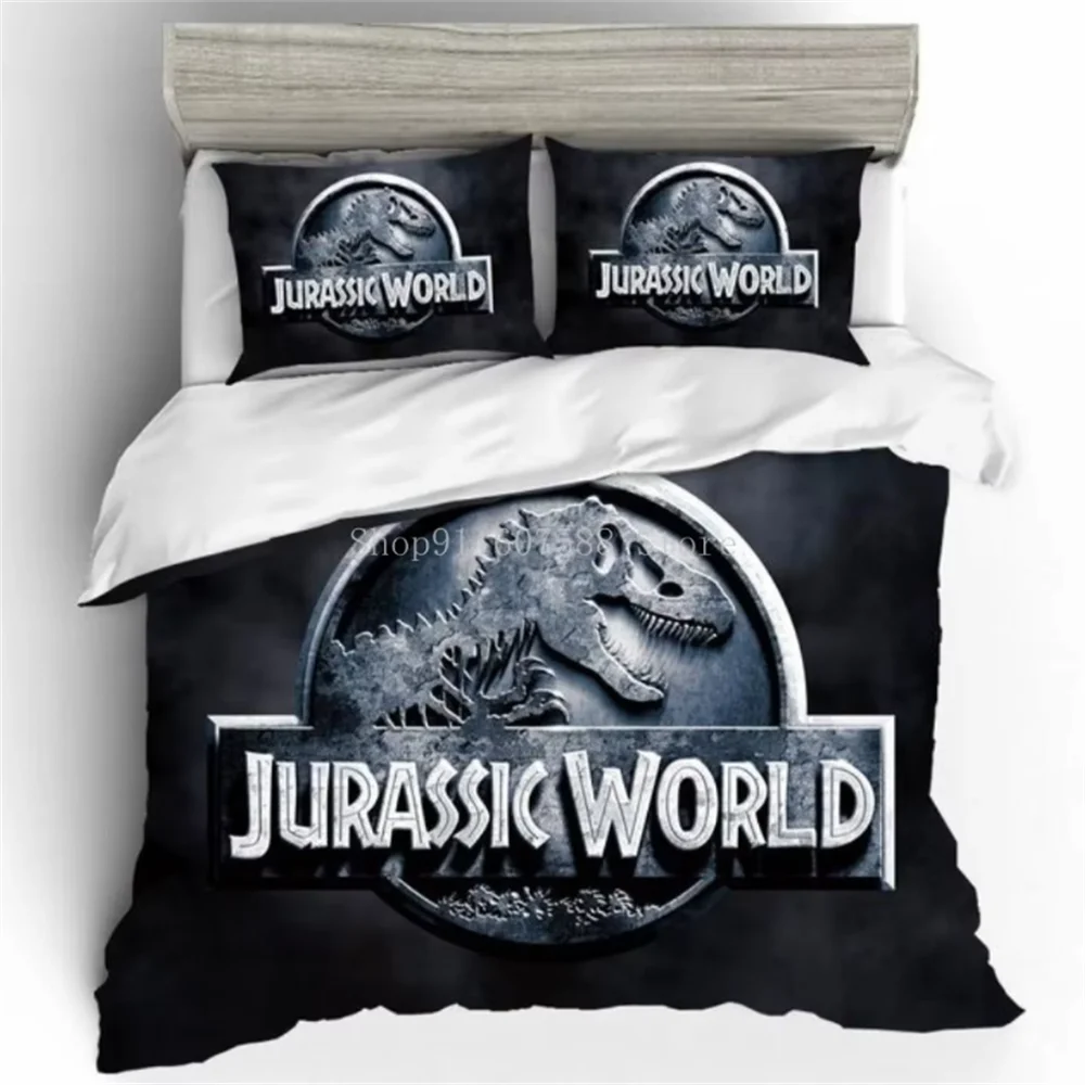 Red Jurassic Park Bedding Set Cartoon Home Textiles For Kids Bed Set Comforter Cover Bedroom Set Queen Dinosaur Duvet Cover