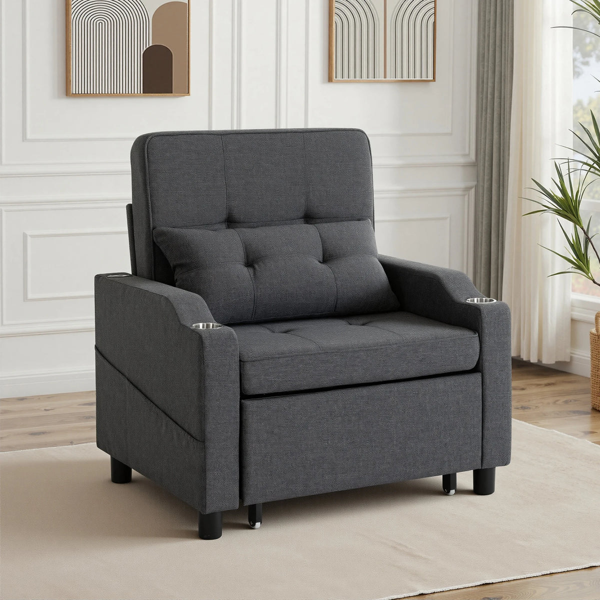 Upholstered Recliner Sleeper Chair With Usb Port And Pocket